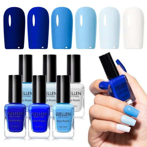 Miniatura 10 de GELLEN Juego de Esmalte de Uñas en 4 Colores Negro, Blanco, Gris & Base y Capa Superior, Esmalte de Uñas de Tendencia Otoño/Invierno Negro, Blanco