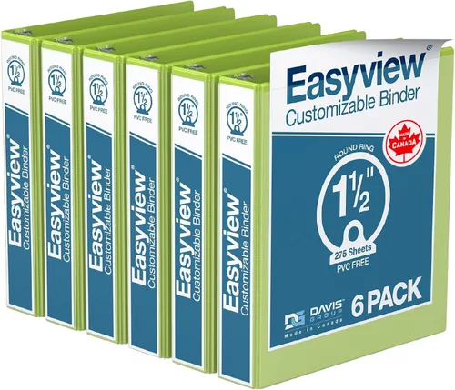 Miniatura 42 de Easyview - Carpetas prémium de 3 anillas con cubiertas transparentes y anillos redondos, carpetas para la escuela u oficina, 1 pulgada, paquete