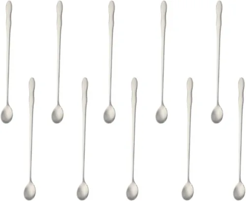 Miniatura 15 de Juego de 8 cucharas mezcladoras de acero inoxidable con mango largo de 7.9 in para café, batidos, jugos, cócteles