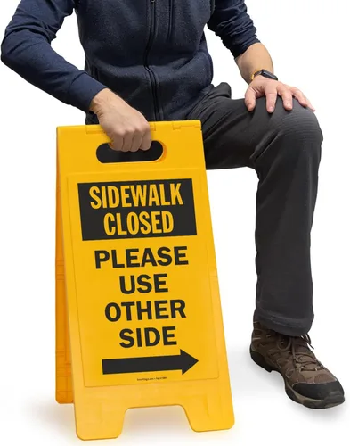 Miniatura 5 de SmartSign Letrero plegable de dos caras con texto en inglés "Sidewalk Closed - Please Use Other Side with Right Arrow", de 25 x 12 pulgadas