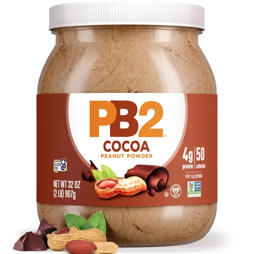 PB2 Mantequilla de cacao de chocolate en polvo con cacao – 0.14 oz de proteína, 90% menos grasa, certificado sin gluten, solo 50 calorías por