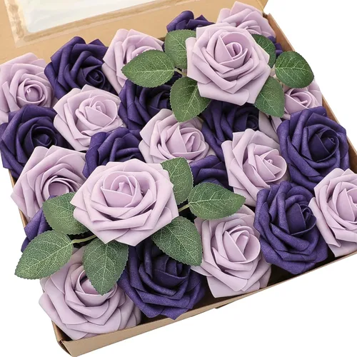 Miniatura 56 de Floroom Flores artificiales de espuma, aspecto real, con tallos, para manualidades, ramos de boda, centros de mesa, despedida de soltera, fiesta, 25