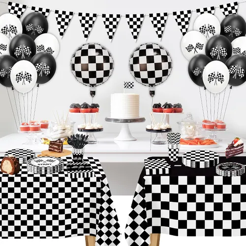 Miniatura 6 de Decoraciones de fiesta de cumpleaños de coche de carreras, suministros de fiesta de coche de carreras para baby shower, plato de papel, servilleta