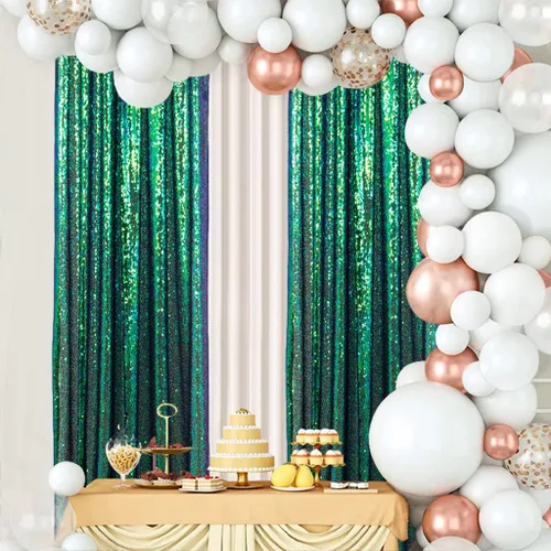 Miniatura 31 de ShinyBeauty Cortinas de Telón de Fondo con Lentejuelas 4x10 pies Negro Cortinas de Lentejuelas 2 Paneles Telones de Fondo para Bodas Telón de Fondo