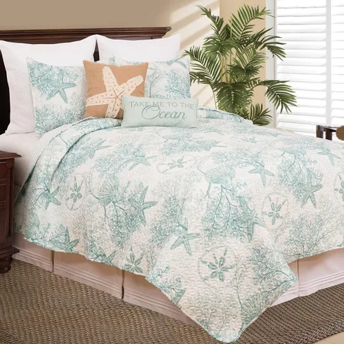 Miniatura 2 de C&F Home Ocean Treasures - Juego de edredón de 2 piezas tamaño individual, versátil para verano, náutico, costero, playa, casa, reversible, lavable