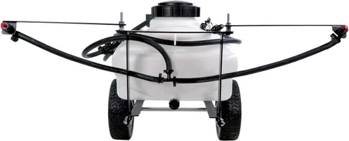 Miniatura 4 de Brinly ST-152BH-A Rociador de remolque autoalmacenado para césped y jardín con brazo plegable, de 15 galones, blanco mate