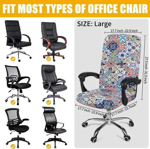 Miniatura 5 de Smiry - Fundas elásticas estampadas para silla de oficina y computadora, universales, giratorias, extraíbles, lavables, de licra, protector suave
