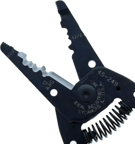 Miniatura 7 de IDEAL Electrical 45-249 12/2 NM T-Stripper - 2/12 AWG, pelacables con agujeros de bucle, nariz de alicate, apertura automática con resorte