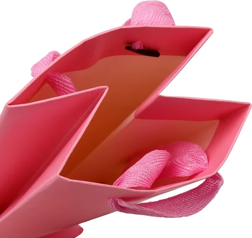 Miniatura 3 de SEUNMUK Paquete de 30 bolsas de regalo para botellas de vino rosa, 13.8 x 4.3 x 3.5 pulgadas, papel fuerte grueso de 250 GSM con asas para fiestas