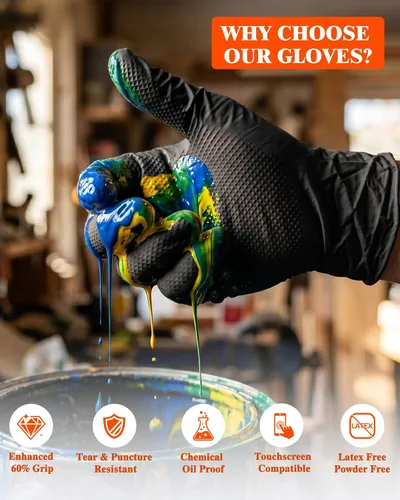 Miniatura 5 de Guantes de nitrilo Nitroshield 9 mil, resistentes, desechables, negros, talla XLarge, 800 piezas - Guantes de goma resistentes a productos químicos
