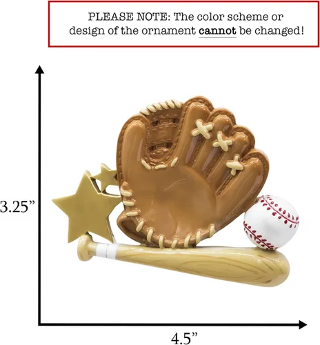 Miniatura 2 de Adorno de Navidad personalizado de béisbol 2026 Guante de béisbol con estrella dorada para árbol de Navidad – Regalo único de recuerdo