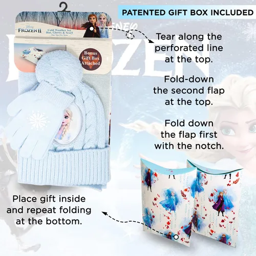 Miniatura 3 de Disney Frozen - Sombrero de invierno para niños, guantes de nieve y bufanda para niñas, juego de 3 piezas, felpa cálida comodidad al aire libre