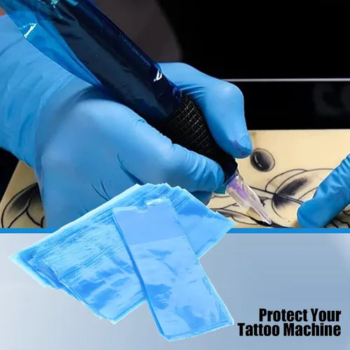 Miniatura 5 de 200 bolsas para bolígrafos de tatuaje, fundas para bolígrafos para máquina de tatuaje, fundas para bolígrafos de tatuaje, cinta azul Azul+200 piezas
