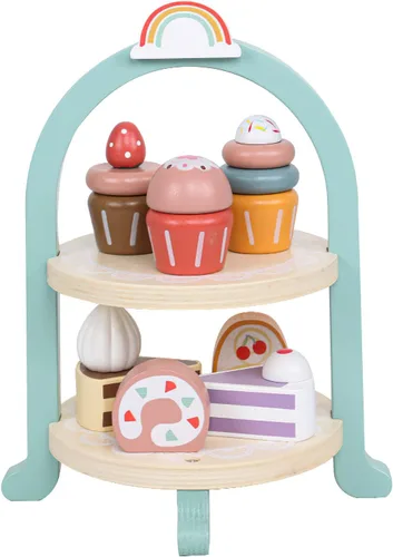 Juego de comida de postre de madera, juego de comida para niños, juego de fiesta de té para niñas pequeñas, juegos de accesorios de cocina de madera