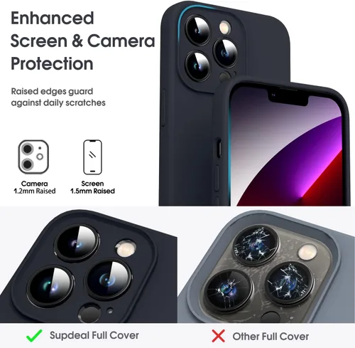 Miniatura 2 de Supdeal Funda de Silicona Líquida para iPhone 13 Pro, [Protección de Cámara] [Anti Huellas Dactilares] [Carga Inalámbrica] Funda de Teléfono de 4