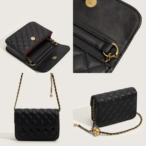 Miniatura 7 de Riñonera para mujer, mini bolsa cruzada Y2K, accesorios para cinturón para mujer, a la moda, Negro