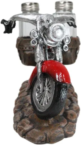 Miniatura 2 de Ebros Gift Old Retro Red Chopper - Figura decorativa de cristal para motocicleta y pimentero de cristal, 7.5 pulgadas de largo, escultura