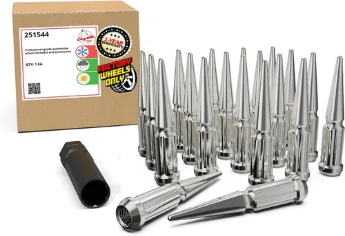 Miniatura 23 de Wheel Accessories Parts 32 Piezas Tuercas M14x1.5 14x1.5 Rosca con Púas de 4.4" de Largo Tuercas Rojas para Camión Spline Hex Compatible con Chevy