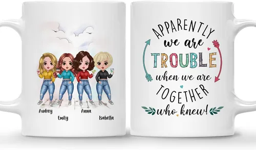 Miniatura 23 de Gossby Taza personalizada para amigas, Besties Forever, regalo personalizado para mejores amigas para mujeres con nombres de avatares, regalo 4