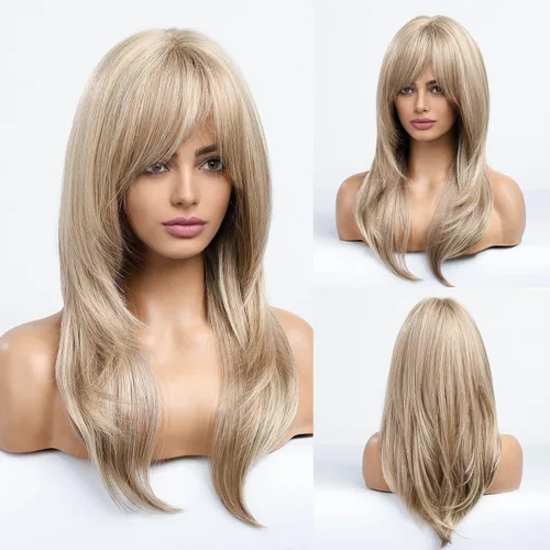 Miniatura 18 de HAIRCUBE Pelucas Auburn para Mujeres, Pelucas Largas en Capas Naranjas con Flequillo, Pelucas de Fibra Sintética Resistentes al Calor