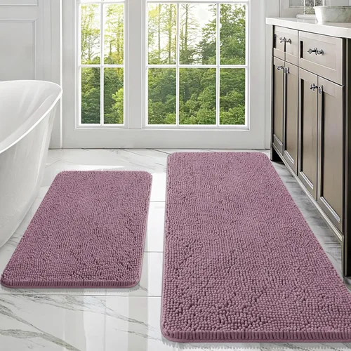 Miniatura 115 de OLANLY Juego de alfombras de baño de 2 piezas, alfombras de baño de chenilla suave y absorbente y alfombra de contorno en forma de U para inodoro