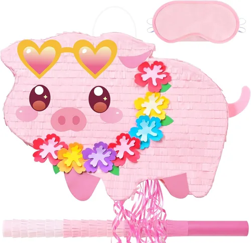Miniatura 75 de WERNNSAI - Piñata de sirena plegable, piñata de cumpleaños con flecos que incluye cuerda para jalar, venda y bate. Decoraciones