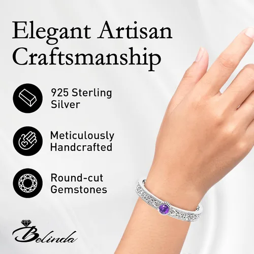 Miniatura 3 de Pulsera de plata de ley 925 para mujer, estilo retro, ajustable, estilo bohemio, elegante, estilo vintage, gitana balinesa, joyería fina, 4.5