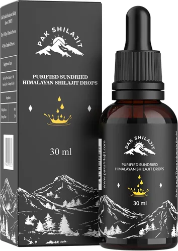 PakShilajit® Gotas líquidas de Shilajit del Himalaya secadas al sol, la mayoría de las gotas de Shilajit de grado dorado prémium y orgánico por