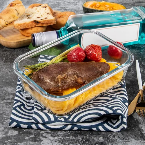Miniatura 6 de UMEIED Paquete de 12 recipientes de vidrio para almacenamiento de alimentos con tapas a prueba de fugas, recipientes herméticos de vidrio para Negro