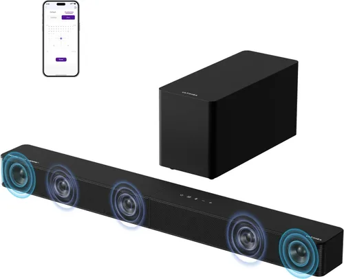 ULTIMEA Barra de sonido envolvente de 5.1 canales con subwoofer, Dolby Atmos, VoiceMX, BassMX, APP, barra de sonido de 300 W para Smart TV, sistema