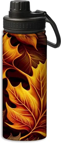 Miniatura 25 de Botella de agua deportiva a prueba de fugas con diseño de conejito junto a flores lilas, 18 onzas, de acero inoxidable duradero de doble pared