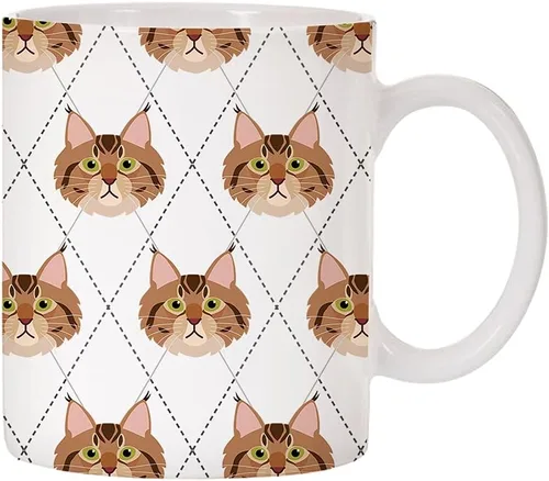 Miniatura 22 de Adorable Cat Breed Design Argyle Pattern Taza de café de cerámica (abisinian)