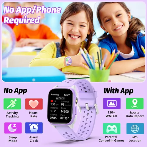 Miniatura 8 de Reloj para Niños con 140 Modos Deportivos, Rastreador de Fitness para Niños de 1.5", Reloj Inteligente para Niñas, No Requiere APPTeléfono, Monitor