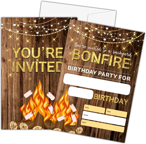 Miniatura 10 de Invitaciones de primer cumpleaños de pesca con sobres, 20 piezas de invitaciones para fiesta de cumpleaños de niños con texto en inglés «Our Little