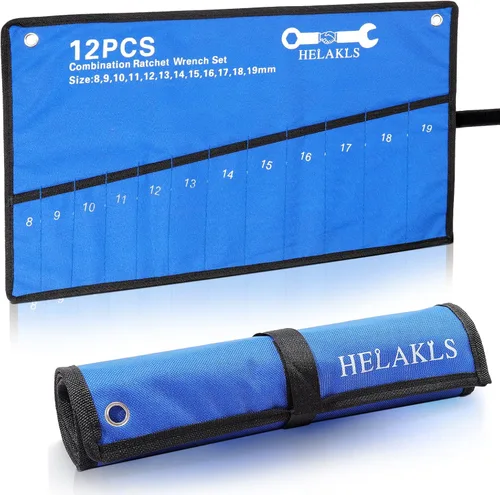 Miniatura 14 de Bolsa Organizadora Enrollable de 10 Bolsillos para Llaves y Herramientas, Organizadores de Herramientas de Lona Resistente en Azul
