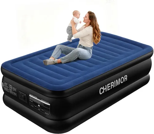 Miniatura 13 de CHERIMOR Colchón de aire tamaño individual con bomba integrada, colchón inflable de firmeza mejorada de 16 pulgadas, multicapa a prueba de fugas