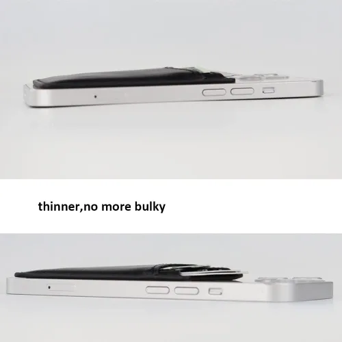 Miniatura 5 de Fulgamo Paquete de 2 carteras para teléfono, tarjetero de cuero adhesivo para tarjetas de crédito, bolsillo para la parte posterior de la funda