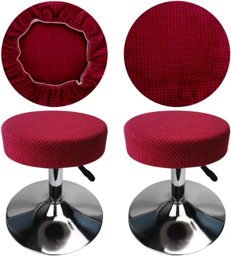 Miniatura 13 de Funda de taburete redonda de 12 a 16 pulgadas, fundas de asiento redondas para taburetes de bar, tela de lujo elástica, lavable de jacquard a prueba