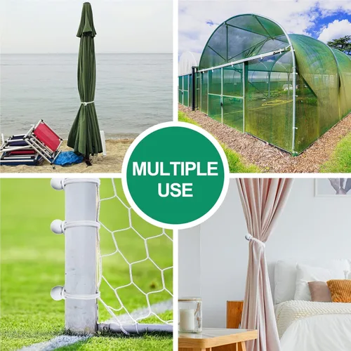Miniatura 3 de 50 cuerdas elásticas de bolas blancas, cuerda elástica resistente de 6 pulgadas para exteriores con bolas, bolas elásticas de lona para refugio
