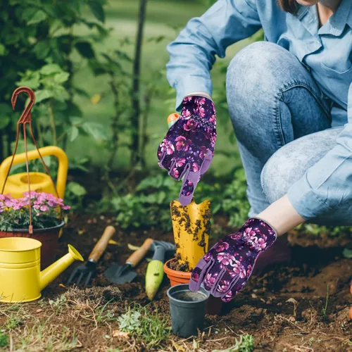 Miniatura 5 de Guantes de Jardinería de Cuero MERTURN para Mujeres, Guantes de Jardín a Prueba de Espinas, Guantes de Trabajo Compatibles con Pantalla Táctil