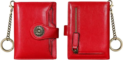 Miniatura 9 de Travelambo Rfid Wallet - Cartera de cuero para mujer, Rojo -, Moda