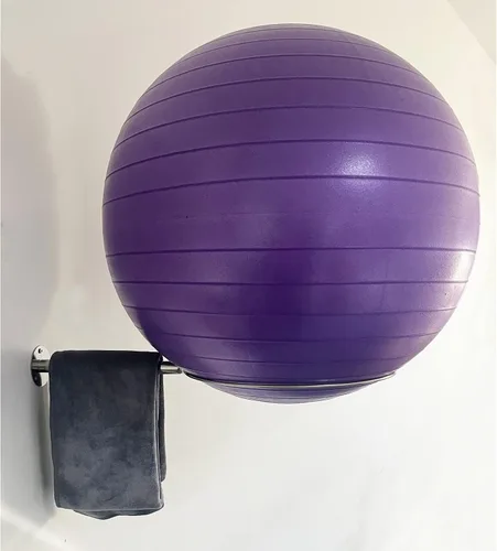 Miniatura 5 de Soporte de bola de ejercicio de acero inoxidable montado en la pared, estante resistente para pelotas de yoga, soporte de exhibición de bolas