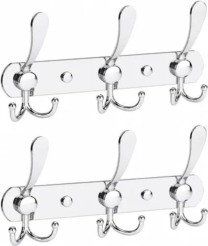 Miniatura 26 de YUNISS Perchero montado en la pared, 3 ganchos triangulares de acero inoxidable para abrigos, sombreros, batas, toallas en recibidor y entrada Negro