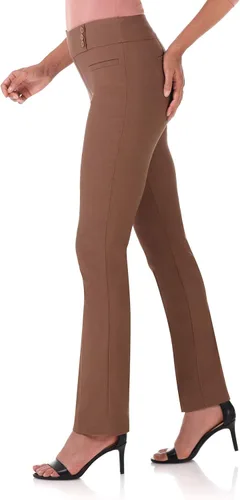 Miniatura 2 de Rekucci - Pantalones elegantes y rectos para mujer fácil de ponerse para uso diario con control de barriga