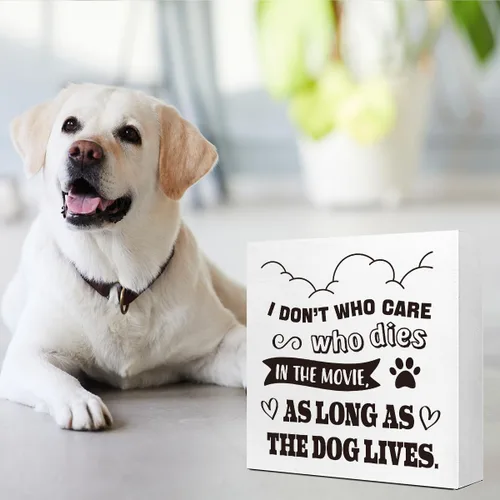 Miniatura 5 de LVQHI Letrero decorativo con diseño de huellas de perro con texto en inglés "I Funny Pet Dog Footprint", "Don't Who Care Who Dies in the Movie As