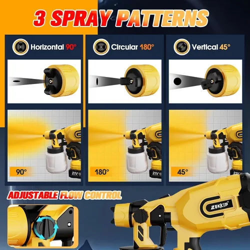 Miniatura 6 de Pistola pulverizadora de pintura inalámbrica con batería de 2 x 4000 mAh, pistola de pintura eléctrica de mano con 5 boquillas de cobre, recipientes
