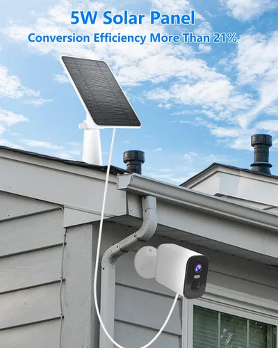 Miniatura 5 de Panel solar para cámara de seguridad, panel solar USB de 5W para cámara de seguridad DC 5V, panel solar con puerto micro USB y USB-C, cargador solar