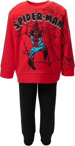 Miniatura 4 de Marvel Conjunto de sudadera y pantalones de vellón Spider-Man para niños pequeños a grandes, Rojo