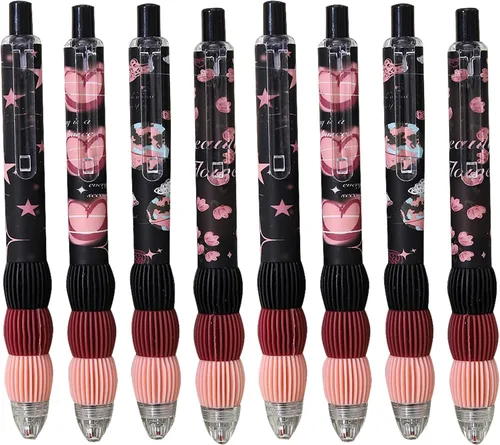 Miniatura 12 de 4 bolígrafos retráctiles estéticos de gel de agarre suave, tinta negra, bolígrafos de escritura con punta fina lisa de 0.020 in, suministros