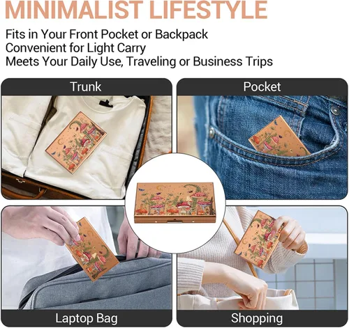 Miniatura 29 de BONSYL® Soporte para tarjetas de crédito, cartera delgada de metal con bloqueo RFID, con 6 ranuras para tarjetas, para mujeres y hombres.